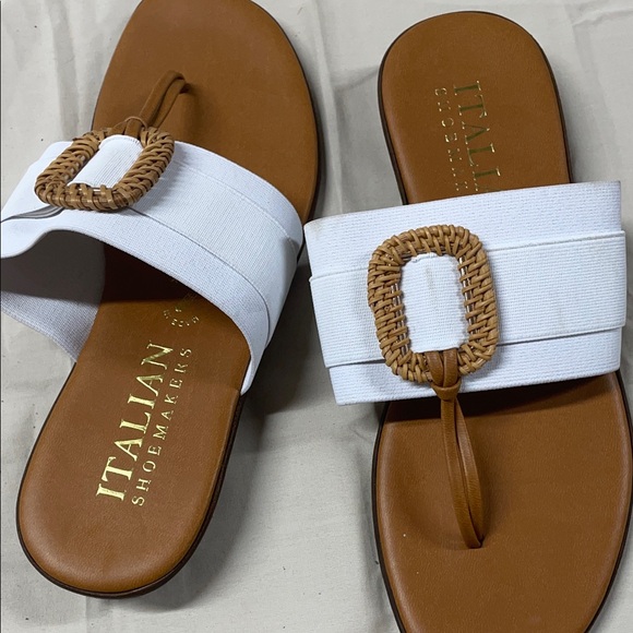 Italian Shoemakers Shoes - Italian Shoemakers White and Brown Buckle Sandals